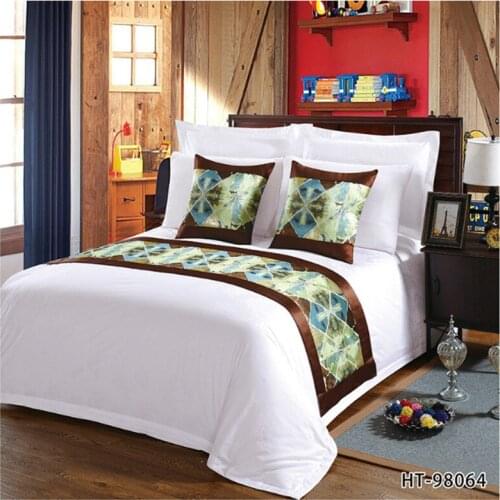 New Chinese Style Bedspread Bed Runner Throw Bedding Cover Towel Home Hotel Living Room Decoration Brown Edge Cloth Craft Custom