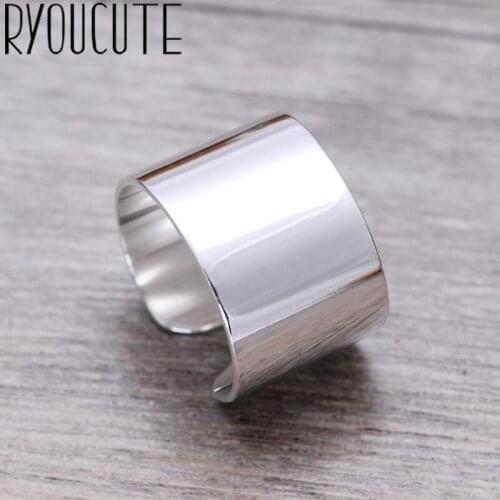 New Fashion Silver Color Large Smooth Rings for Women Gifts Engagement Finger Rings Party Jewelry