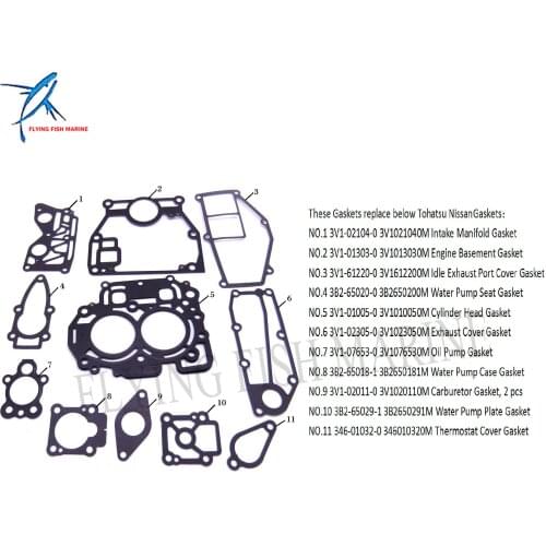 Boat Motor Complete Power Head Seal Gasket Kit for Tohatsu Nissan 4-stroke NSF MFS 8hp 9.8hp Outboard Engine