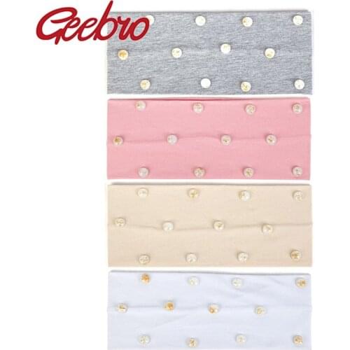 Geebro 2019 New Summer Fashion Ladies Gold Beads Cotton Accessories Turban Wraps Female Women Flat Stretchy Headband For Girls