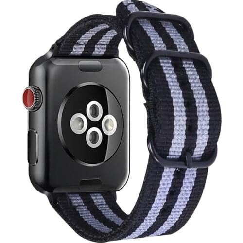 Hot Sell Nylon Watchband for Apple Watch Band Series 5/4/3/2/1 Sport Leather Bracelet 42mm 44mm 38mm 40mm Strap For iwatch Band