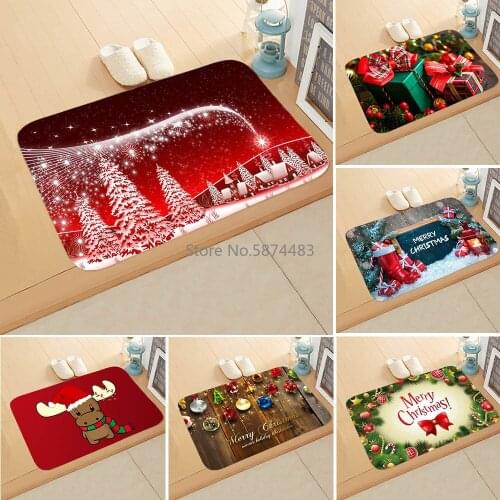 Christmas Floor Mat Carpet Christmas Tree Red Festive Print