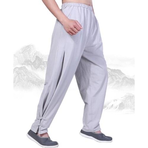 Unisex 5colo top quality Cotton Spring&Summer buddhist zen lay trousers shaolin monk kung fu tai chi pants martial arts bloomers