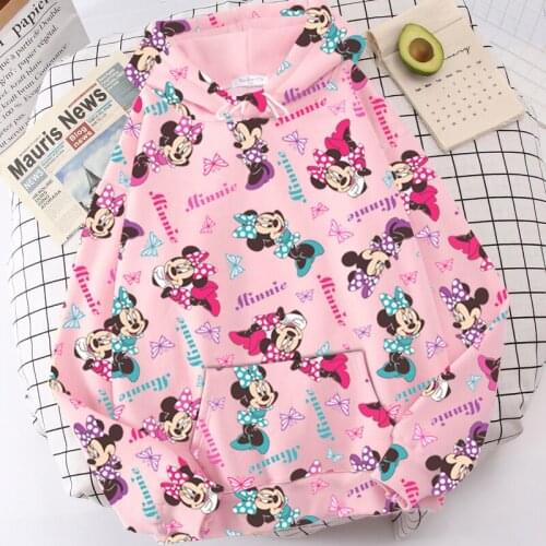 Disney Women Hoodies Mickey Mouse Hoodies Cartoon Tops Long Sleeve Pockets Sweatshirts Fashion Hooded Women