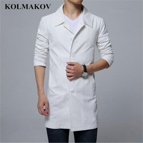 2019 Spring Jackets Mens Classic Trench Coat Slim Fit Coats Men Business Casual Outwear Mens Long Sleeved Windbreakers M-6XL