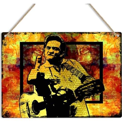 JOHNNY CASH Middle Finger Vintage Retro Metal Tin Sign Plaque Art Print Man Cave