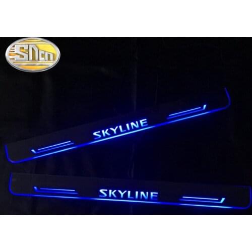 SNCN Waterproof Acrylic Moving LED Welcome Pedal Car Scuff Plate Pedal Door Sill Pathway Light For Nissan Skyline R33 R34