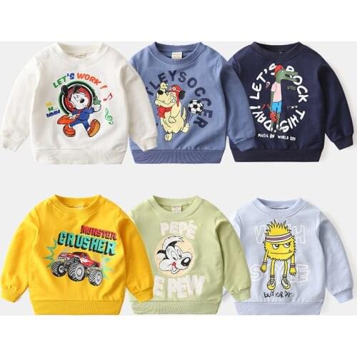 Yocute Spring Childrens Clothes Boys Cartoon Sweater Babys Fashion Pullover Korean Childrens Top Girls 2021 Trend Wear 2-6T
