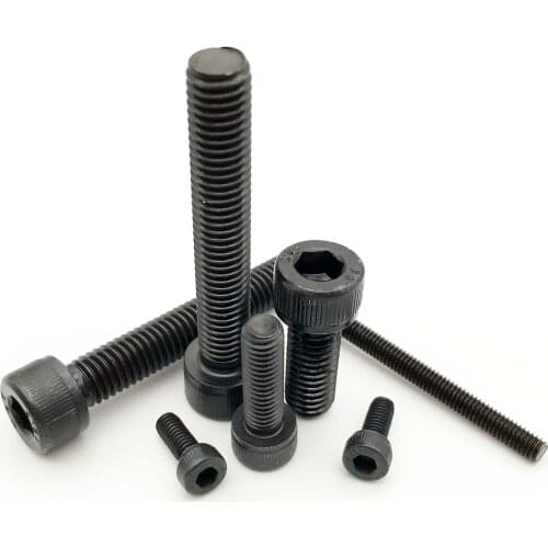 10/50pcs M2 M2.5 M3 M4 M5 M6 M8 Black grade 12.9 steel DIN912 All Full Thread Hexagon Hex Socket Cap Allen Head Screw Bolt