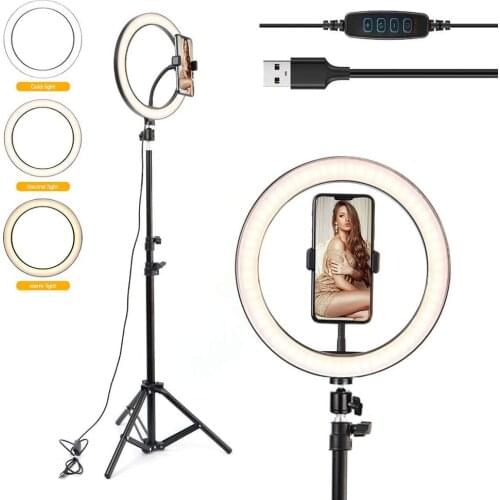 10inch Photography LED Selfie Ring Light Video Light Dimmable USB ring lamp with tripod stand for Makeup Youtube tik tok