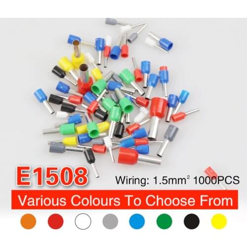 1000PCS E1508 Wire Connector Terminator Crimp Connector Conector Eletrico Terminais Tubular Terminale Cable Terminales Set