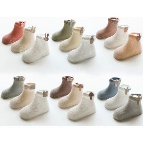 3 Pairs Combed Cotton Baby Socks Summer Thin Mesh Boy Girls Socks Soft Boneless Suture Newborn Socks Accessories Free Shipping