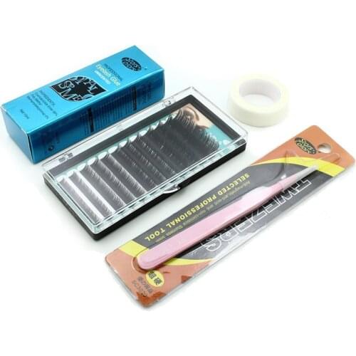 4pcs professional eye lashes extension makeup set including false Eyelashes and eyelash glue,Tweezers, non-woven eye pads tape