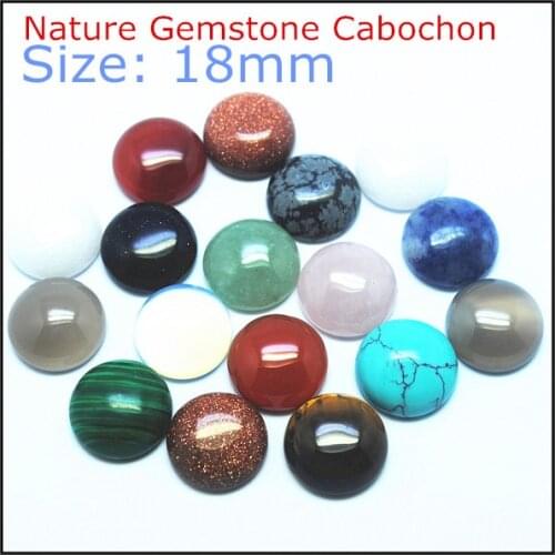 5 pcs/Lot 18mm Nature gem stone cabochon howlite malachite opal sodalite carnelian yellow tiger eye onyx accessories
