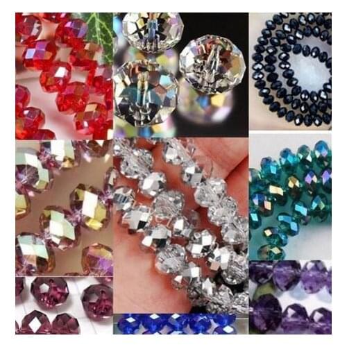 8mm lot loose strand Mixed white Faceted Rondelle Glass Crystal Beads spacer necklace Bracelet jewelry DIY accessory gfh55