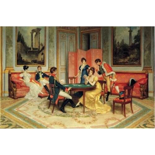 Free shipping wall art decoration picture classical court figure sweet lover poker canvas prints oil painting printed on canvas