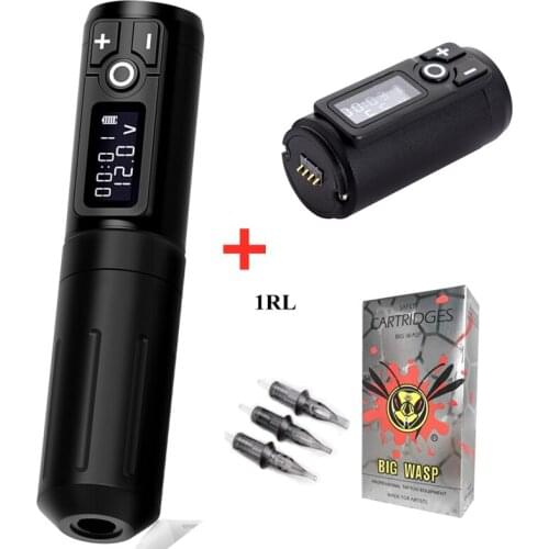 Wireless Tattoo Machine Pen Mabuchi Motor With 1800mA/h Fast Charging Battery Bigwasp 1001RL Cartridge Needle Kit