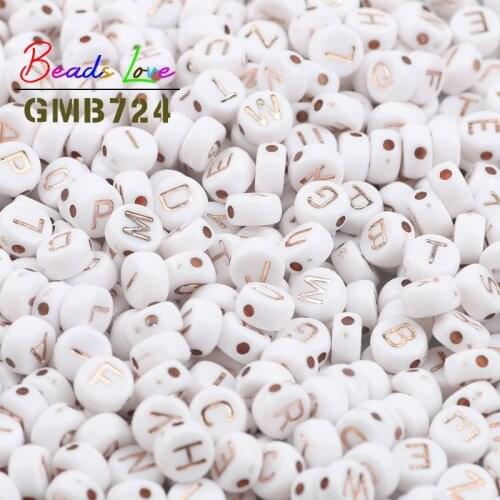 4*7MM Mixed Letter Acrylic Beads Round Flat Rose Gold Alphabet Loose Spacer Beads For Jewelry Making Diy Bracelet Accessories