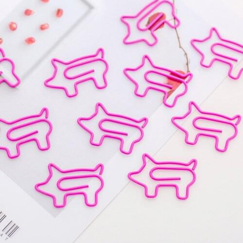 Ellen Brook 10 Pcs Cute Animal Pink Pig Bookmark Paper Clip School Office Supply Metal Material Gift Stationery