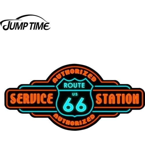 JumpTime 13cm x 6.3cm For Route 66 Service Sign JDM Vinyl Sticker Car Bumper Decal Waterproof Accessories Funny Car Stickers