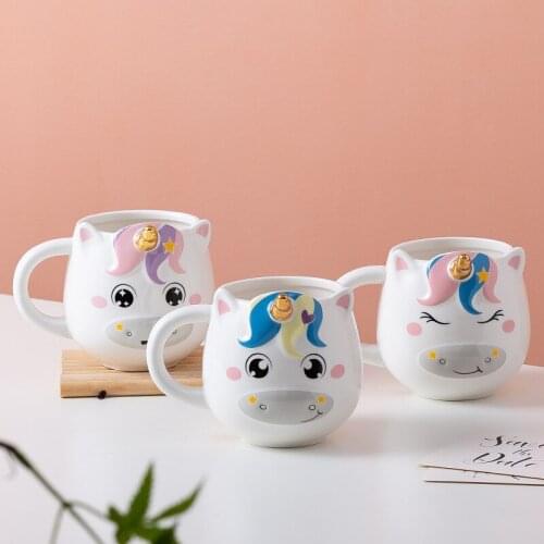 Rainbow Unicorn Ceramic Mug Fresh Candy Color Milk Breakfast Coffee Cup Office Home Creative Christmas Drinkware Gift