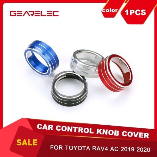 For Toyota RAV4 2019-20 Air Condition Knob Audio Volume Control Button Circle Decoration Trim Ring Cover Control Knob Trim Cover