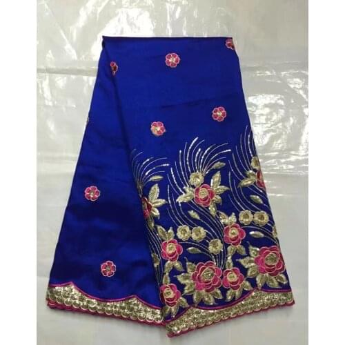 Royal Blue Indian George Fabrics 2017 High Quality African George Fabric With Guipure Handcut Sequins George Lace B8G20-3