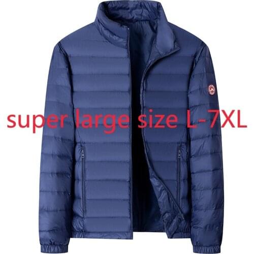 New Arrival Suepr Large Autumn Winter Men Stand Collar Light Down Jacket White Duck Down Thin Casual Plus Size L-4XL 5XL 6XL 7XL
