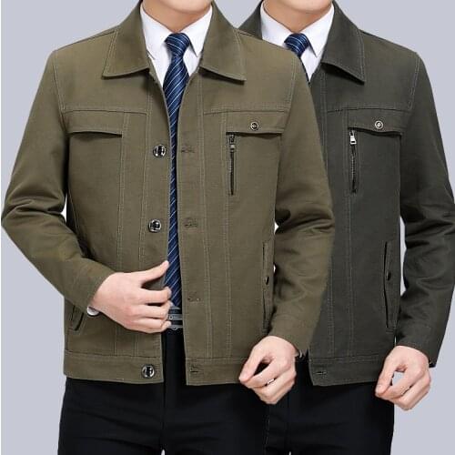 2020 Hot-Selling Fashion Popular Autumn Large Size Middle-Aged Mens Classic Casual Jacket Pure Color Wild Windproof Waterproof