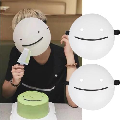 Singer Halloween Dreams Masks Cosplay Cartoon Anime White Smile Mask Mcyt Smp Helmet Costume Fawkes Props Party Accessories