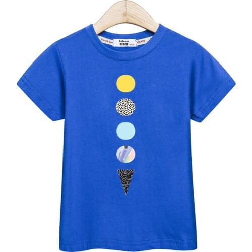 Fashion tee boy space tops round planet t-shirt kids short sleeve summer clothes boys tshirt 100% cotton shirt