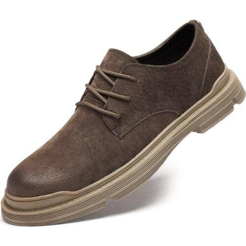 Mens New shoes Men Casual Handmade business shoes Genuine Leather lace-up male loafers Retro Business Formal Shoes