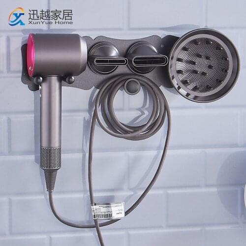 HairDryer Shelves Punch-Free Wall Mounted Aluminum Storage Rack Dyson Special Hair Dryer Holder Bathroom Accessories 00BS0401