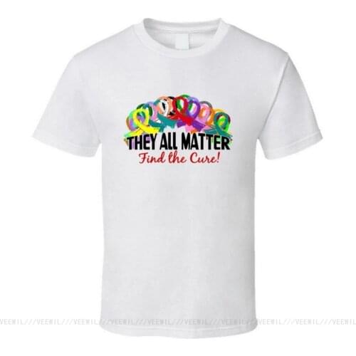 They All Matter Find A Cure T-Shirt Cancer Awareness Ribbon Gift New From US Cotton Tee Shirt Custom Screen Printed