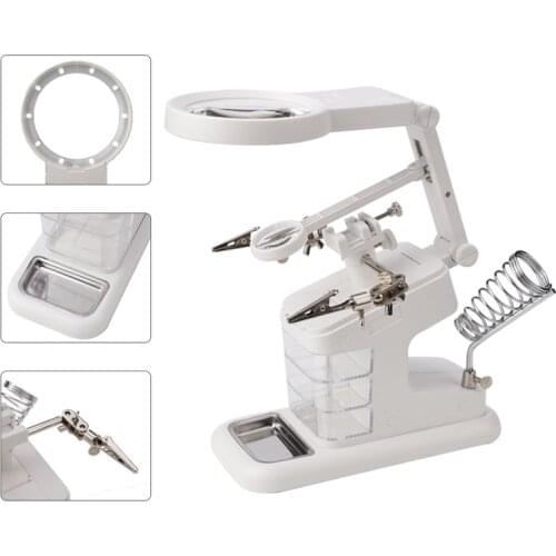 Magnifying Glass Soldering Iron With Led Light Storage Box 3X 4.5X 25X Helping Hand Rework Station Repair Welding Tools Solder