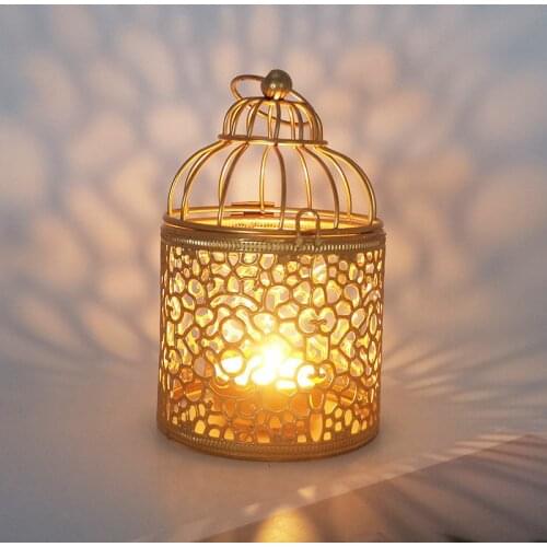 Hollow Metal Candle Holder Creative Simple Geometry Golden Candlestick Craft Desktop Ornament For Home Party Wedding Festival