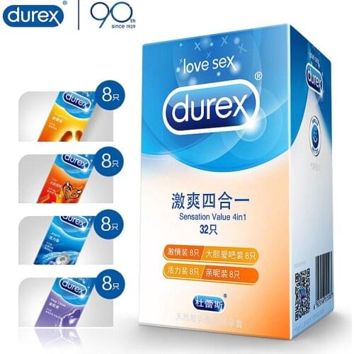 Durex Condom 32 Pcs/Box Natural Latex Smooth Lubricated Contraception 4 Types Condoms for Men Sex Toys Products Wholesale