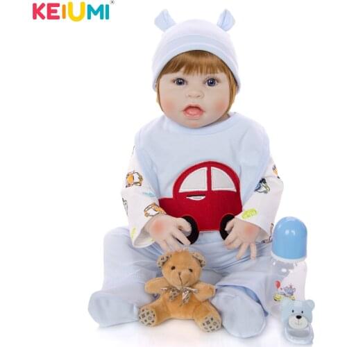 23 Inch Realistic Baby Reborn Bonacas 57 cm Full Silicone Body Lifelike Reborn Boy Doll Toddler Play Toy Childrens Day Gifts