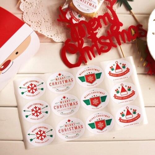 Christmas vintage sticker red green merry christmas cookie bag gingerbread sealing paster