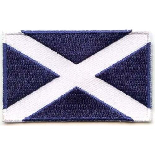 Scotland Flag Embroidered Patches Garment Labels Custom Sewing Labels Twill with Heat Cut Broder and Iron On Backing MOQ50pcs