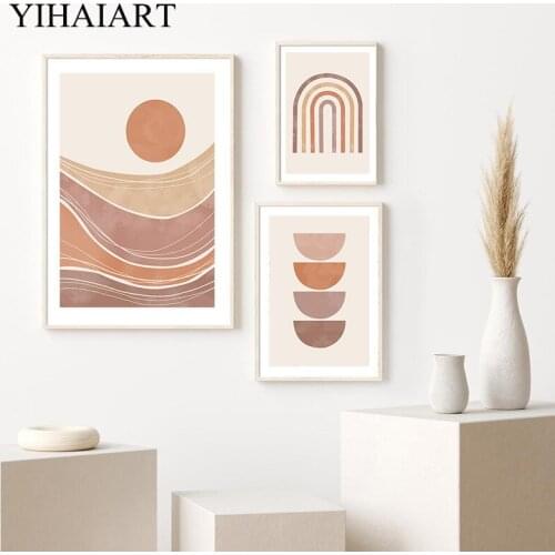 Nordic Geometry Arch Graphics Canvas Poster Wall Print Bohemian Sunrise Abstract Art Painting Vintage Picture Living Room Decor