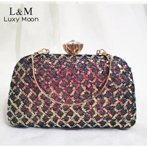 Sequin Evening Handbags For Women Small Clutch Bag Wedding Plaid Luxury Brand Designer Bag Ladies Party Dinner Purse Sac X457H