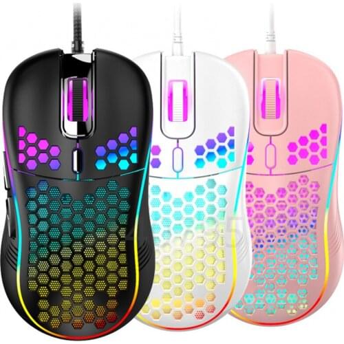 Lightweight RGB 7200 DPI Wired Gaming Mouse 7 Color Breathing Light Honeycomb Shell Ergonomic USB Game Mice for Laptop PC Gamer