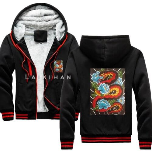 Hebi x Sakura Hoodie mens tracksuit Men Hoodies Winter Thick Warm Fleece Men Hoodies Coat Sportwear Male Streetwear Sweatshirts