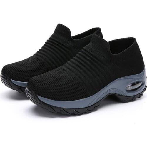 Big Number Platform High-soled Womens Sport Shoes Woman Sneakers Socks Black Running Shoes Women Sports Shoes for Ladies A-473