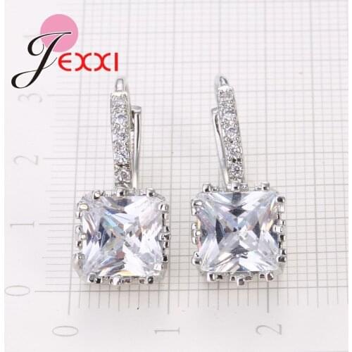 925 Sterling Silver Huggie Lever Back Earrings Luxury Shiny CZ Crystal Cubic Zircon Hot Sale Women Ear Jewelry Bijoux