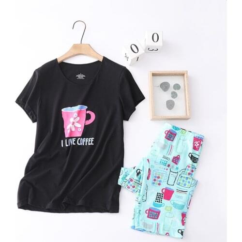 Plus Size Pajamas Set Women Casual Loose Short Sleeve T-shirt 2020 New Fashion Cartoon Pyjama