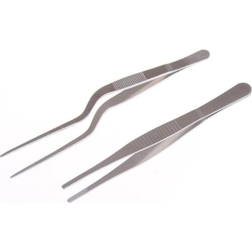 1PCS Silver 12-25cm Stainless Steel Industrial Anti-static Tweezers watchmaker Repair Tools