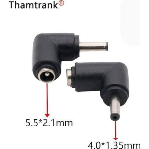 1pc DC 5.5*2.1mm Female to 4.0*1.35mm Male Right Angled Power Connector Adapter for Laptop Tablet PC