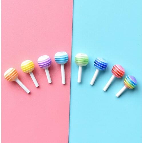 100Pcs 1/12 Scale Doll House Cute Mini Rainbow Lollipop Miniature Dollhosue Resin Snack Bag Pretend food for Dolls Kitchen Toys